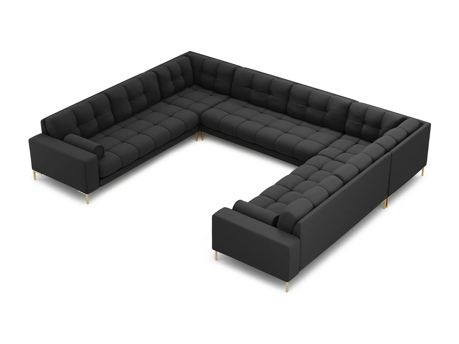 Cosmopolitan Design - Sofa panoramiczna, "Bali" 9 miejsc tkanina strukturalna, szary ciemny - 327x256x75cm 3744152 - obrazek 1