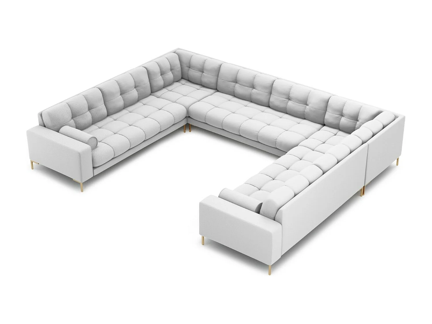 Cosmopolitan Design - Sofa panoramiczna, "Bali" 9 miejsc tkanina strukturalna, szary jasny - 327x256x75cm 3744161 - obrazek 1