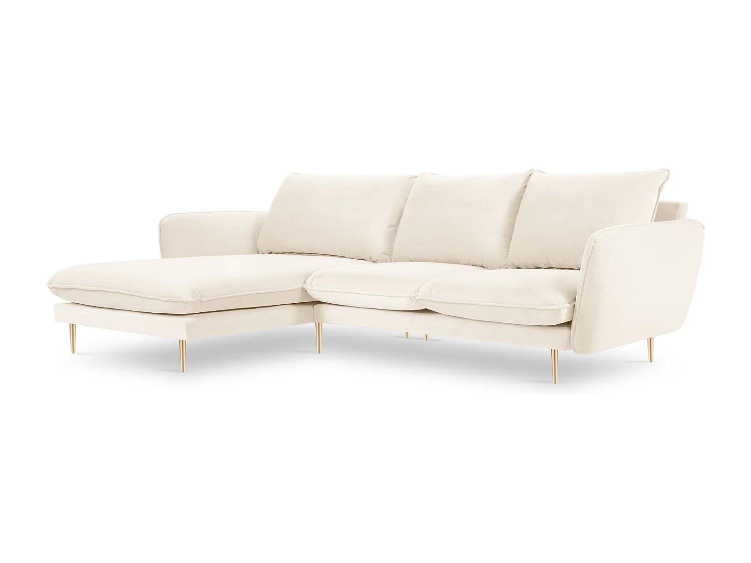 Cosmopolitan Design - Narożnik lewy, "Vienna" 5 miejsc welur, beż jasny - 255x170x95cm 3744164 - obrazek 1