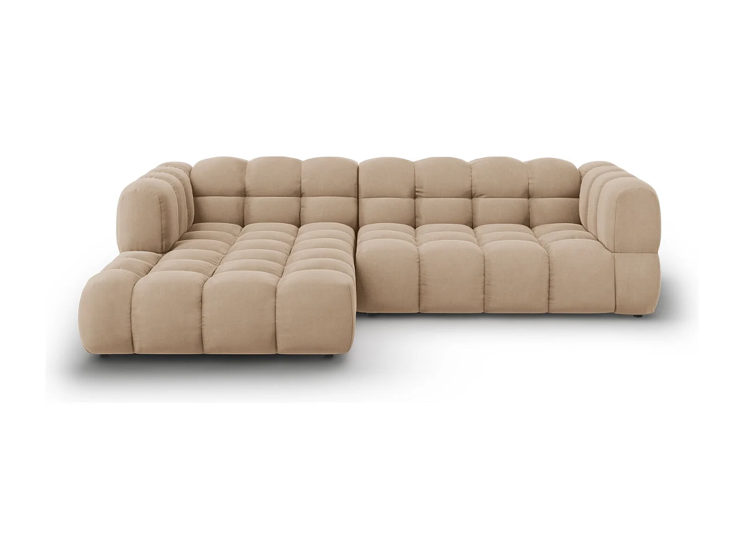 Cosmopolitan Design – Narożnik lewy panoramiczny, „Sky” 4 miejsca welur, piasek – 272x162x75cm 3744168