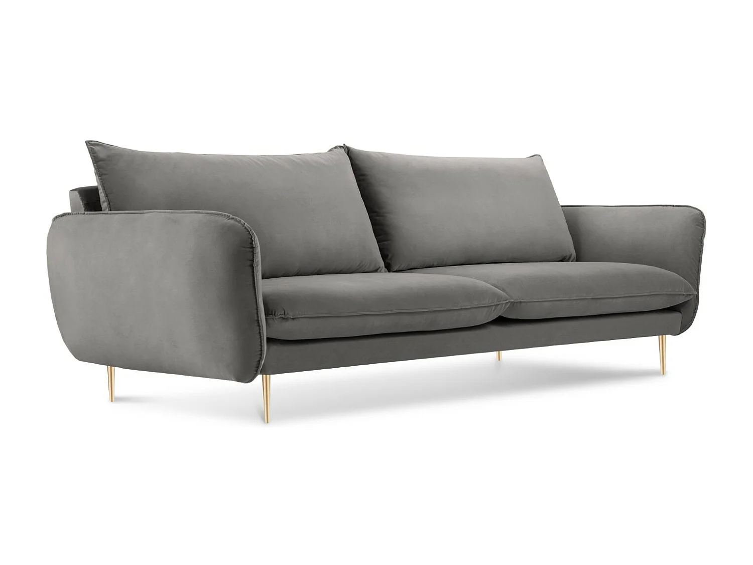 Cosmopolitan Design - Sofa, "Vienna" 4 miejsca welur, szary jasny - 230x92x95cm 3744175 - obrazek 1
