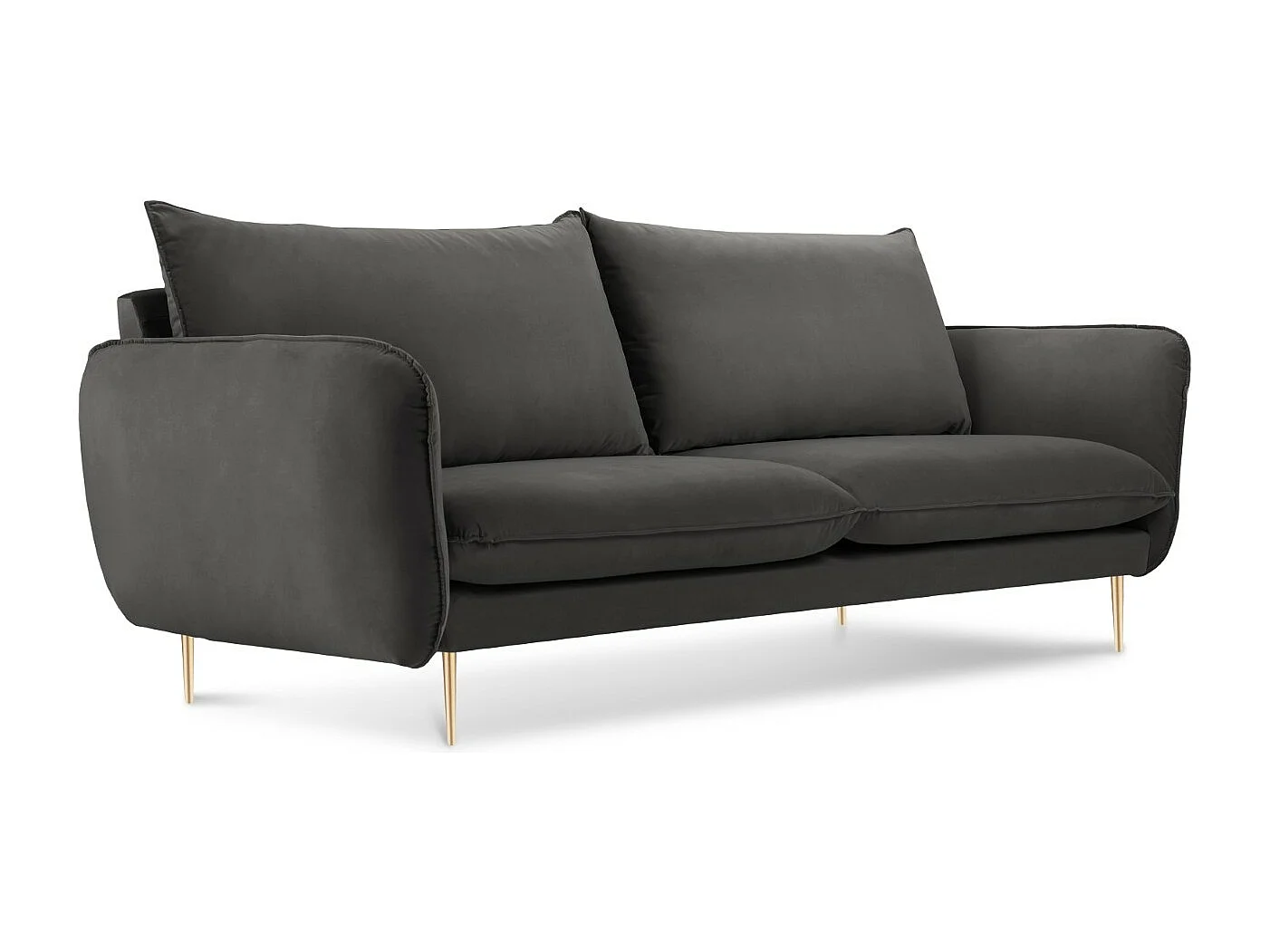 Cosmopolitan Design - Sofa, "Vienna" 2 miejsca welur, szary ciemny - 160x92x95cm 3744188 - obrazek 1