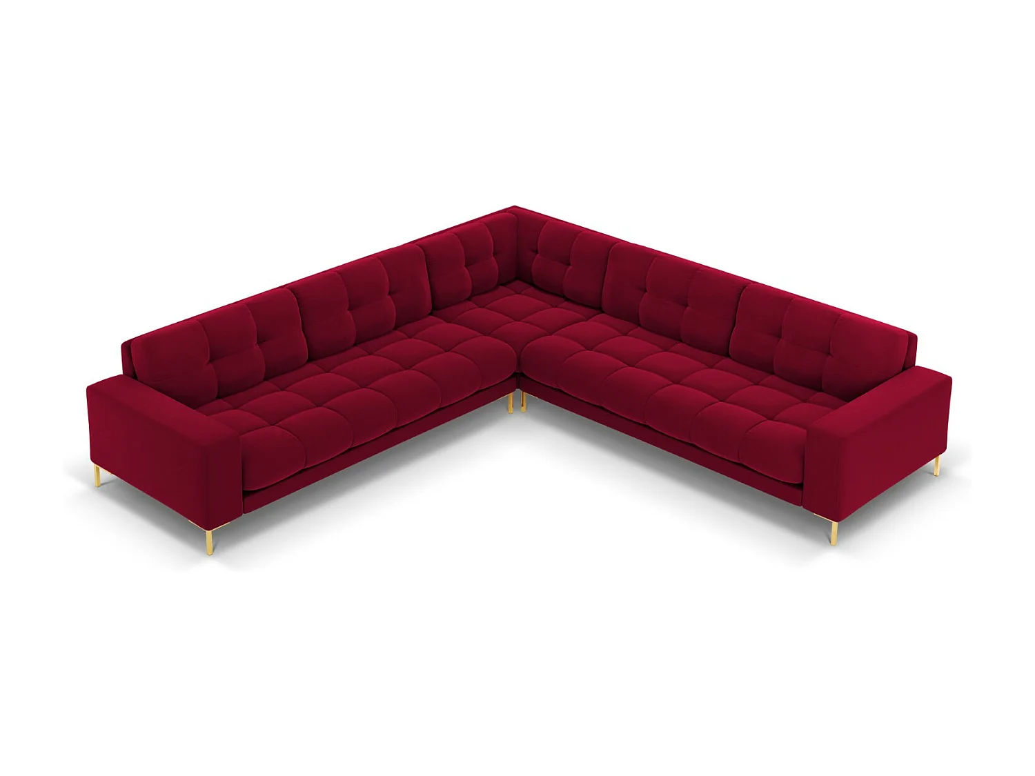 Cosmopolitan Design - Narożnik symetryczny, "Bali" 6 miejsc welur, czerwony - 256x256x75cm 3744225 - obrazek 1