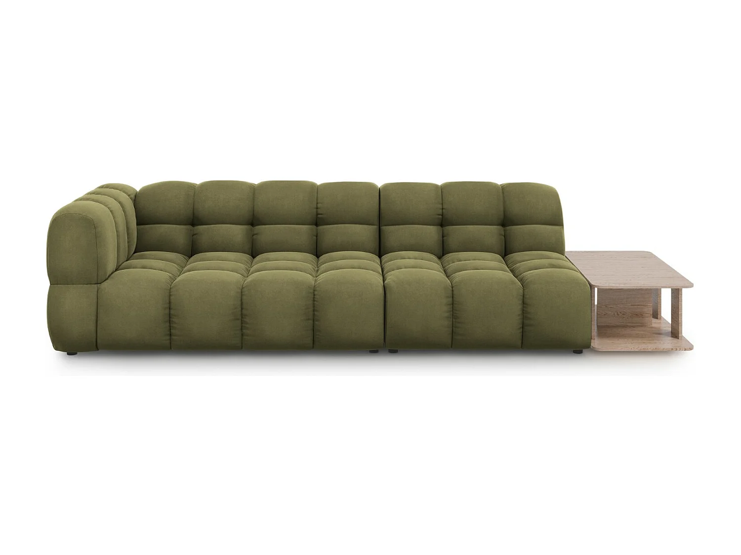 Cosmopolitan Design - Sofa modułowa bok prawy, "Sky" 4 miejsca welur, zielony jasny - 297x102x75cm 3744239 - obrazek 1