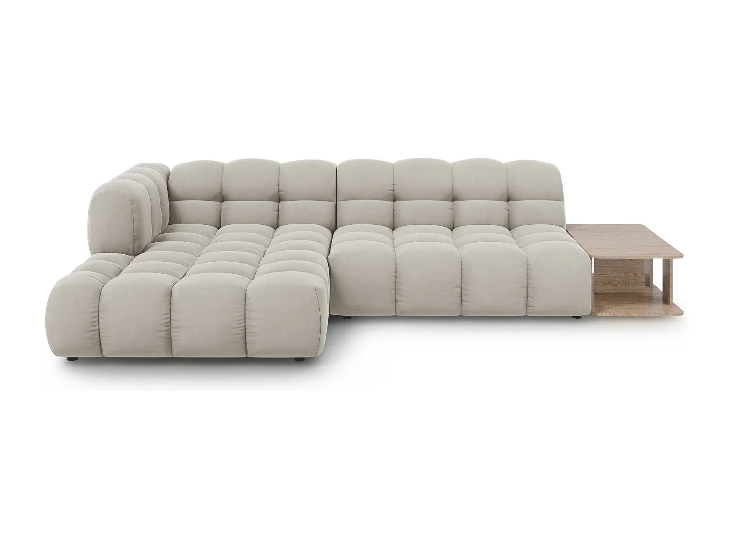 Cosmopolitan Design – Narożnik lewy panoramiczny, „Sky” 4 miejsca welur, beż jasny – 297x162x75cm 3744265