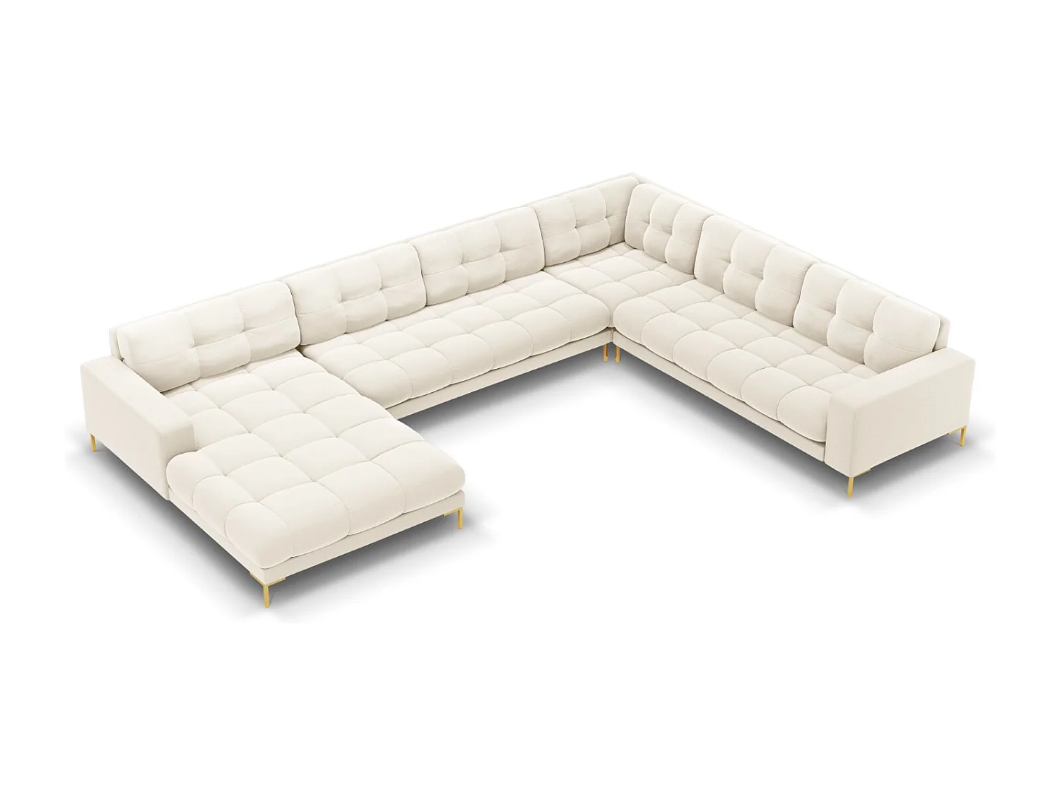 Cosmopolitan Design - Narożnik prawy panoramiczny, "Bali" 7 miejsc welur, beż jasny - 327x256x75cm 3744275 - obrazek 1