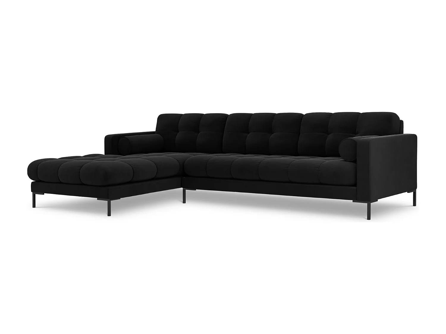 Cosmopolitan Design - Narożnik lewy, "Bali" 5 miejsc welur, czarny - 293x185x75cm 3744284 - obrazek 1