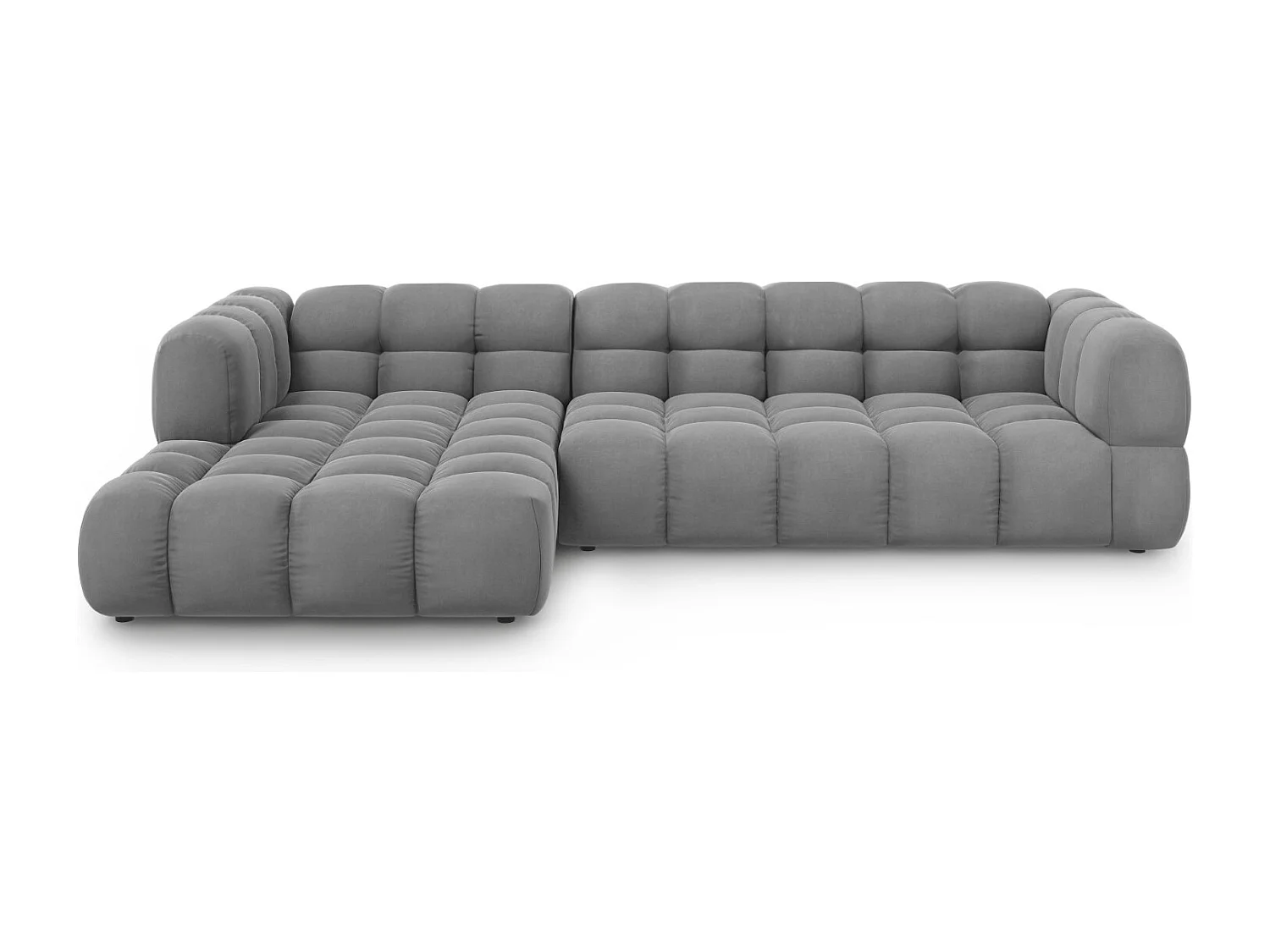 Cosmopolitan Design – Narożnik lewy panoramiczny, „Sky” 4 miejsca welur, szary jasny – 300x162x75cm 3744305