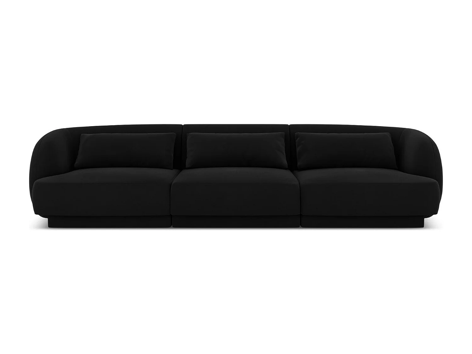 Cosmopolitan Design - Sofa, "Tulum" 3 miejsca welur, czarny - 255x90x70cm 3744312 - obrazek 1