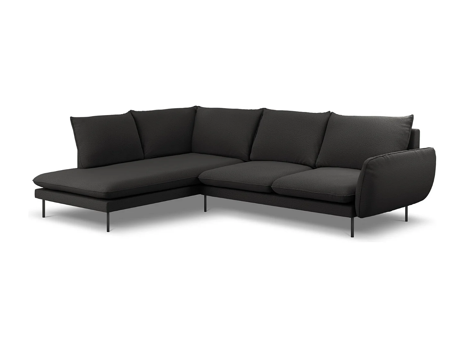 Cosmopolitan Design - Narożnik lewy, "Vienna" 6 miejsc boucle, czarny - 275x185x95cm 3744314 - obrazek 1
