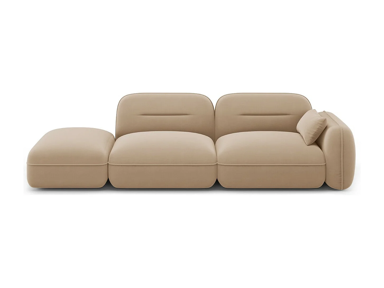 Cosmopolitan Design - Sofa modułowa bok lewy, "Sydney" 3 miejsca welur, piasek - 295x90x70cm 3744321 - obrazek 1