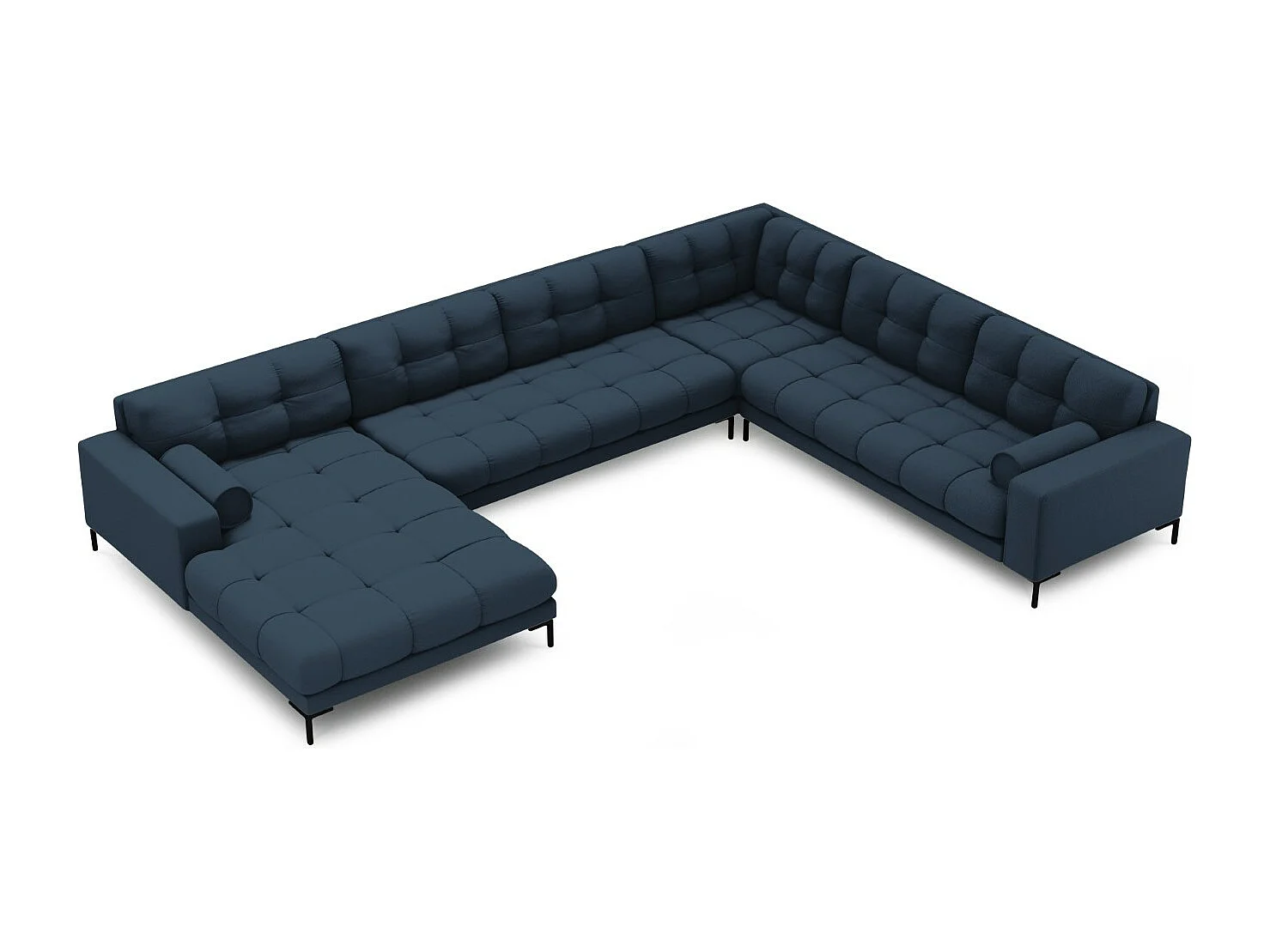 Cosmopolitan Design - Narożnik prawy panoramiczny, "Bali" 7 miejsc tkanina strukturalna, niebieski - 327x256x75cm 3744323 - obrazek 1