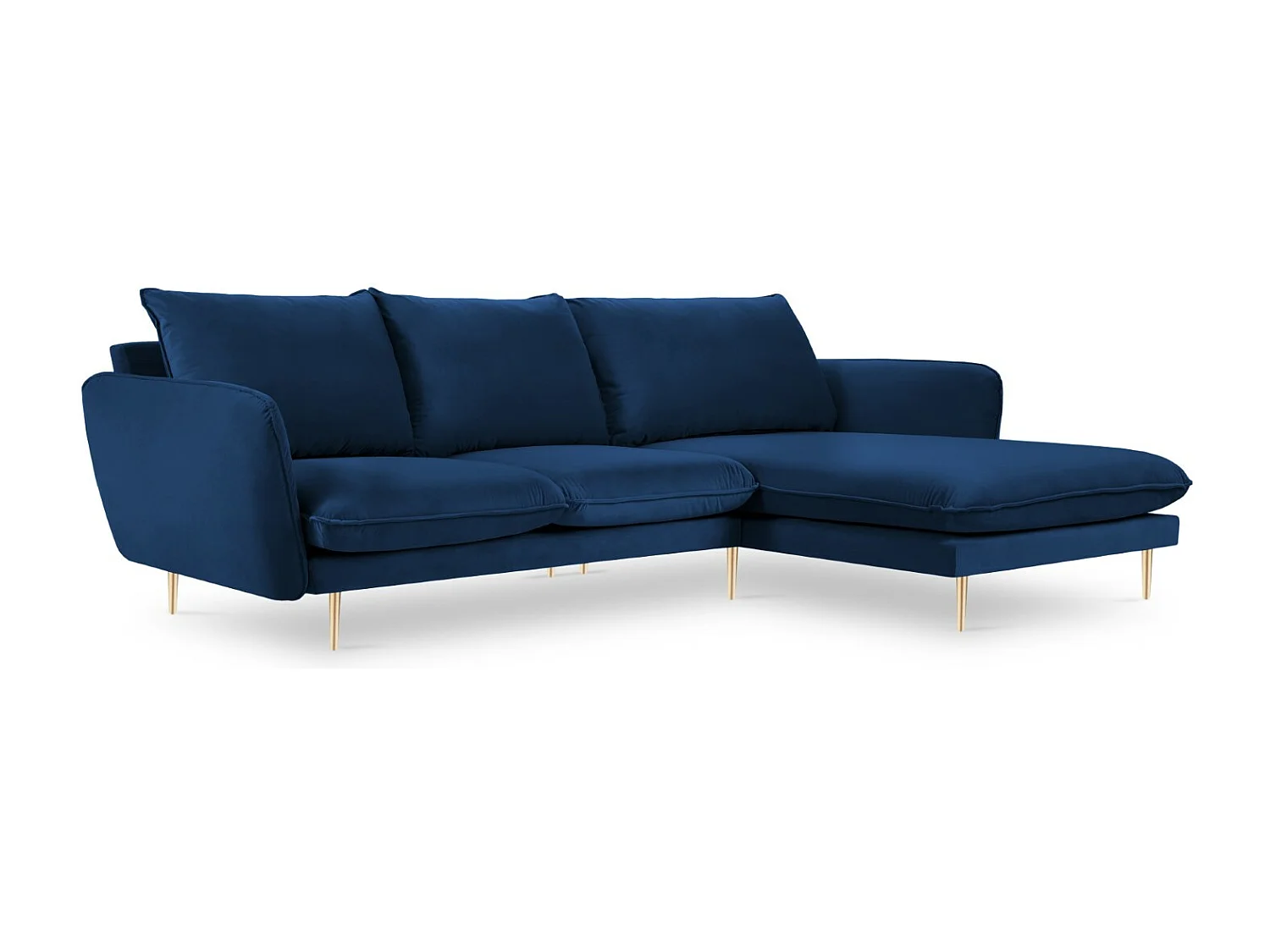 Cosmopolitan Design – Narożnik prawy, „Vienna” 5 miejsc welur, błękit królewski – 255x170x95cm 3744344