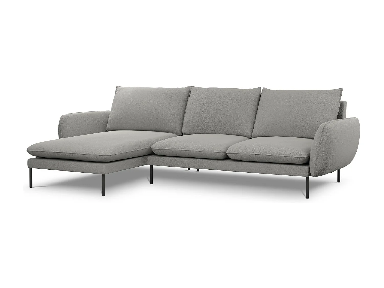 Cosmopolitan Design - Narożnik lewy, "Vienna" 5 miejsc boucle, szary - 255x170x95cm 3744349 - obrazek 1