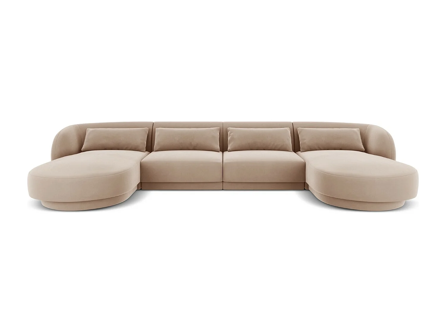 Cosmopolitan Design - Sofa panoramiczna, "Tulum" 5 miejsc welur, beż - 330x156x70cm 3744373 - obrazek 1