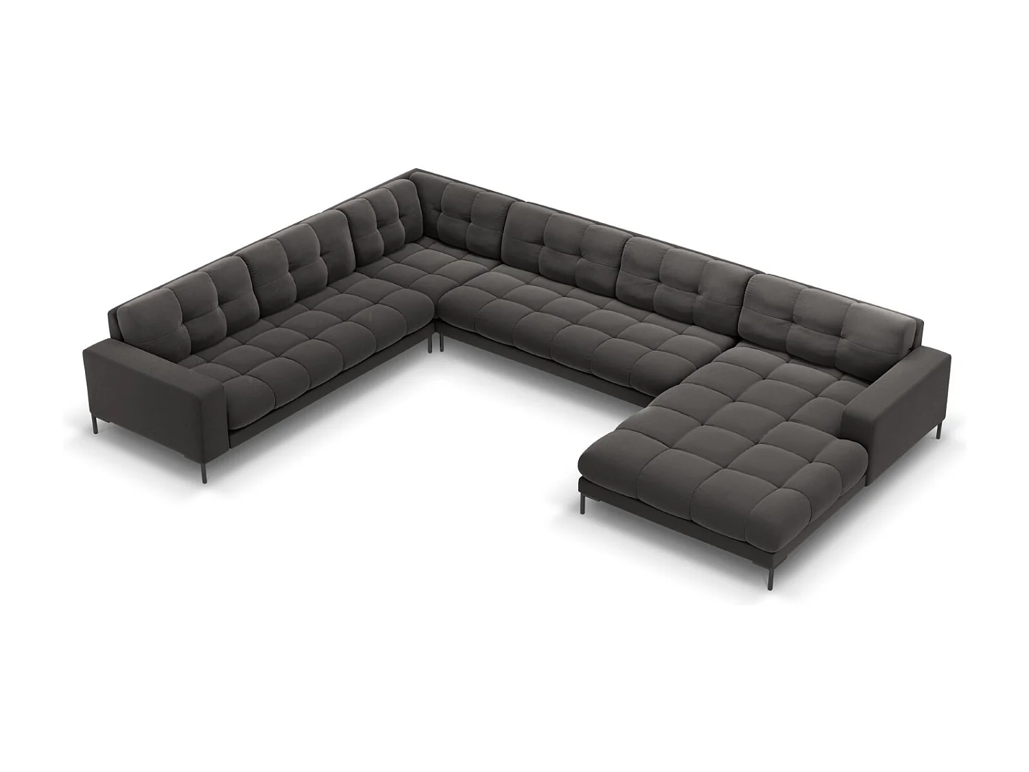 Cosmopolitan Design – Narożnik lewy panoramiczny, „Bali” 7 miejsc welur, szary ciemny – 327x256x75cm 3744388