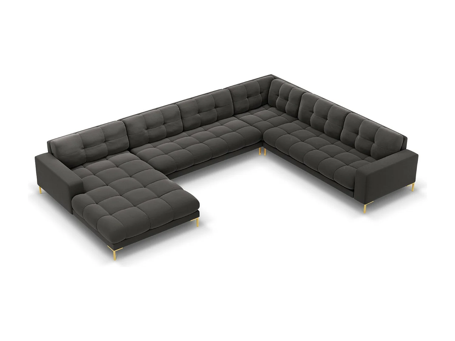 Cosmopolitan Design - Narożnik prawy panoramiczny, "Bali" 7 miejsc welur, szary ciemny - 327x256x75cm 3744396 - obrazek 1