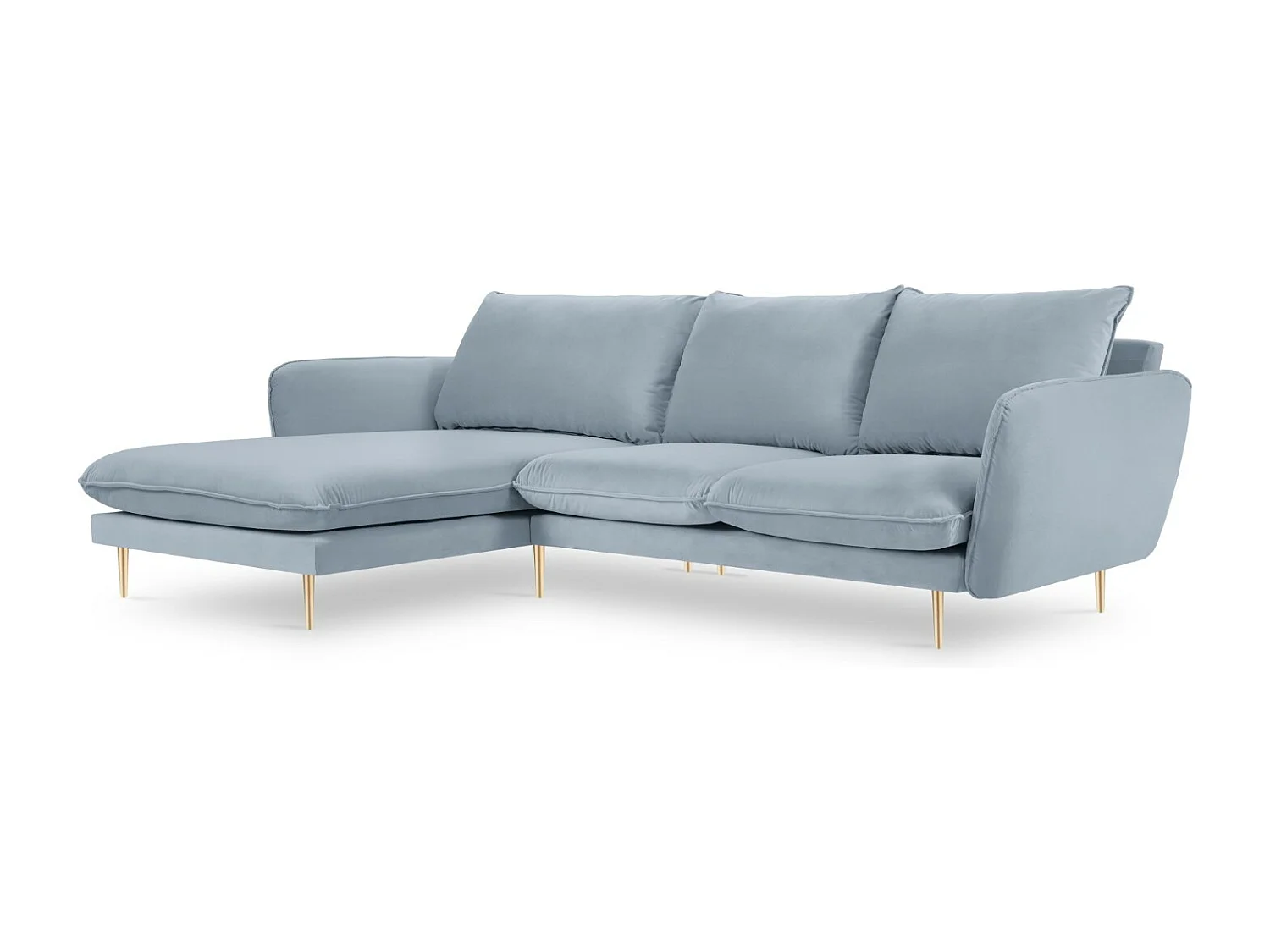 Cosmopolitan Design - Narożnik lewy, "Vienna" 5 miejsc welur, niebieski jasny - 255x170x95cm 3744399 - obrazek 1