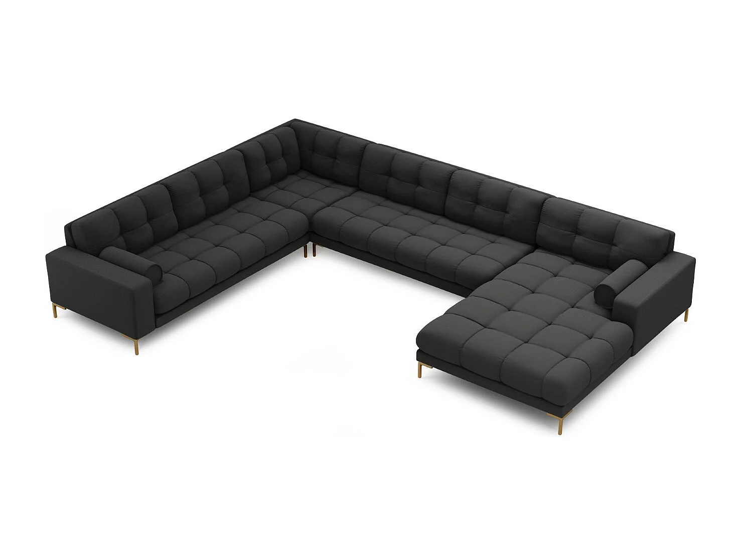 Cosmopolitan Design – Narożnik lewy panoramiczny, „Bali” 7 miejsc tkanina strukturalna, szary ciemny – 327x256x75cm 3744428