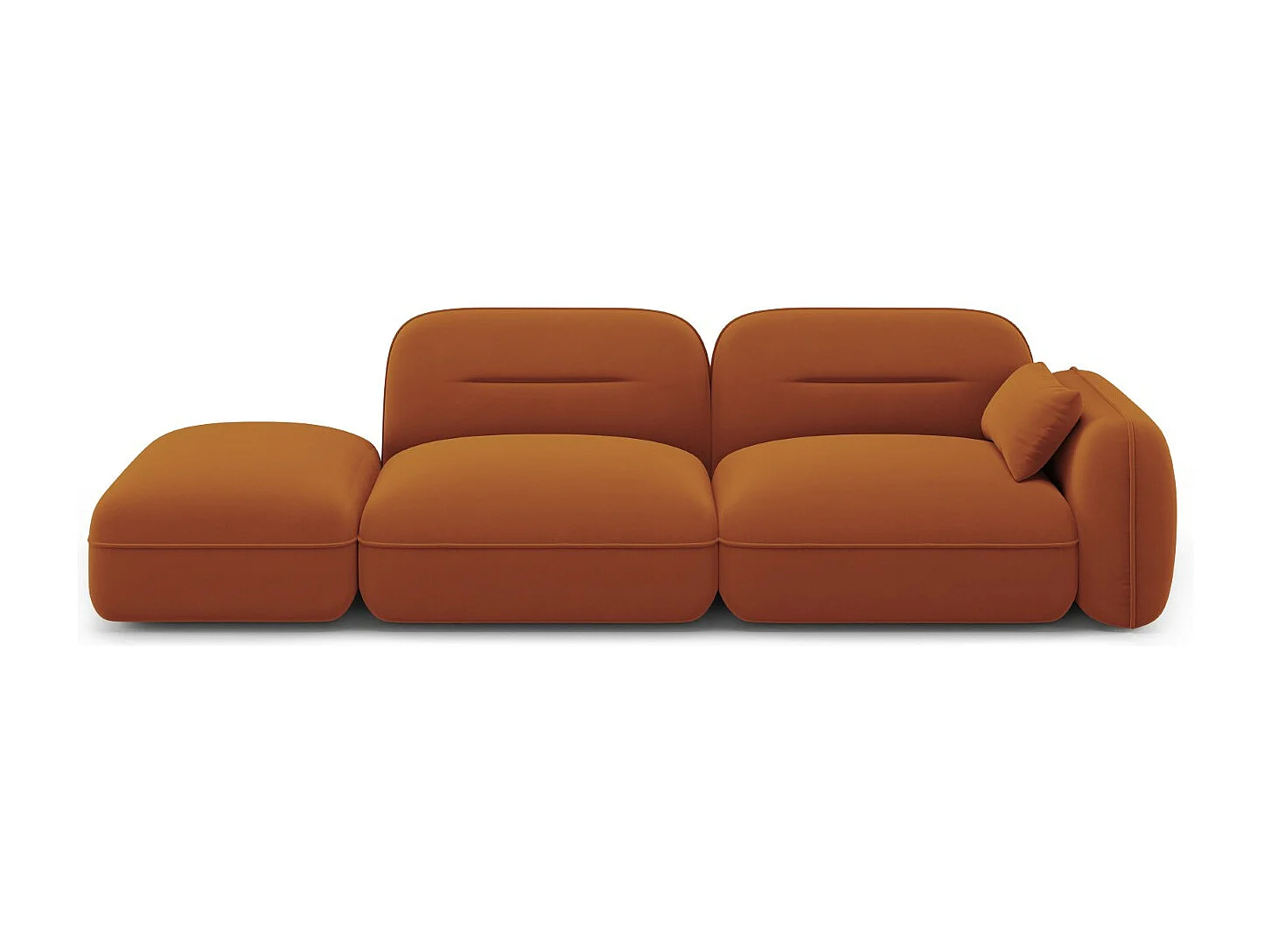 Cosmopolitan Design - Sofa modułowa bok lewy, "Sydney" 3 miejsca welur, terakota - 295x90x70cm 3744427 - obrazek 1