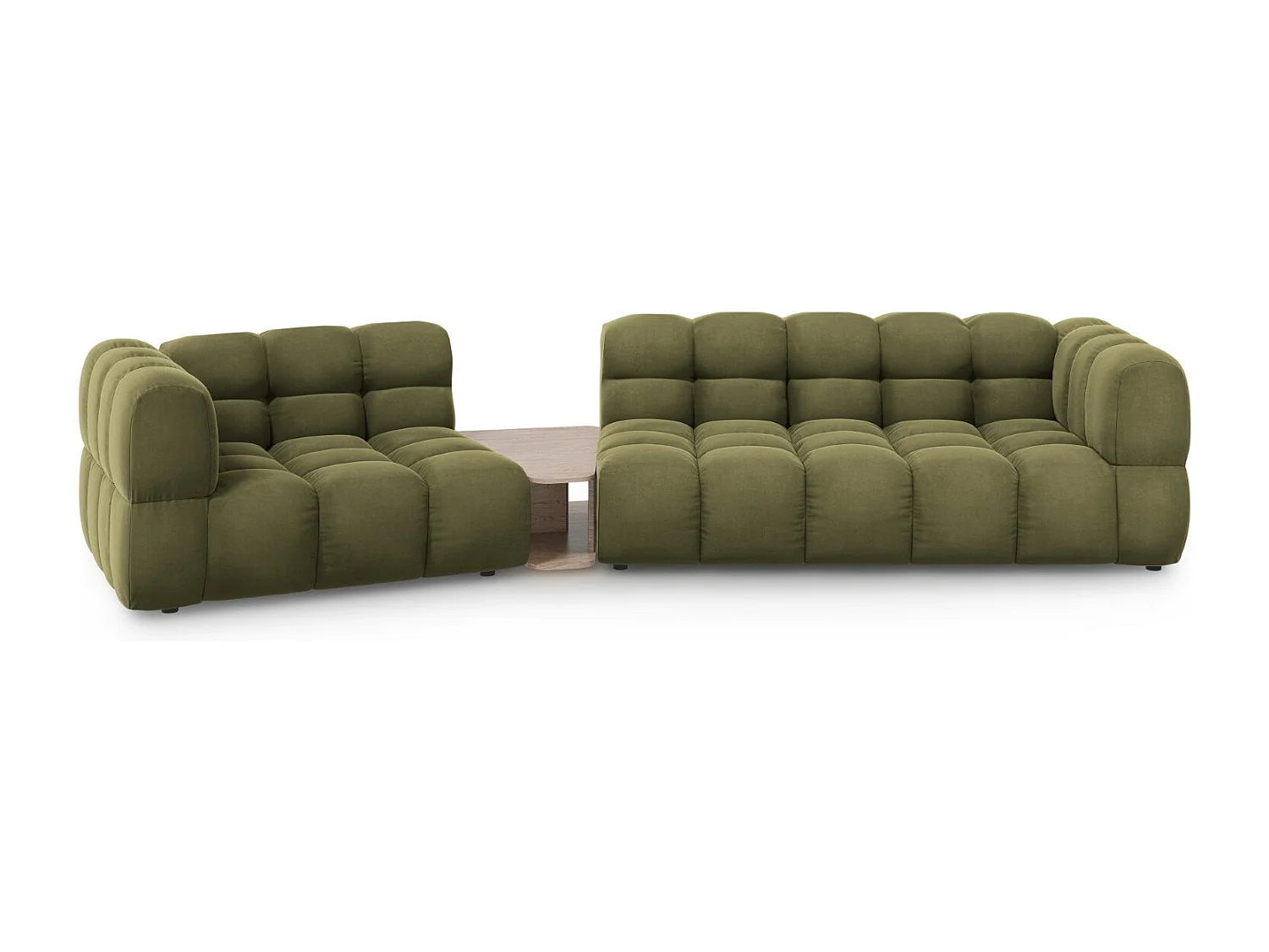 Cosmopolitan Design - Sofa modułowa bok lewy, "Sky" 3 miejsca welur, zielony jasny - 353x148x75cm 3744439 - obrazek 1