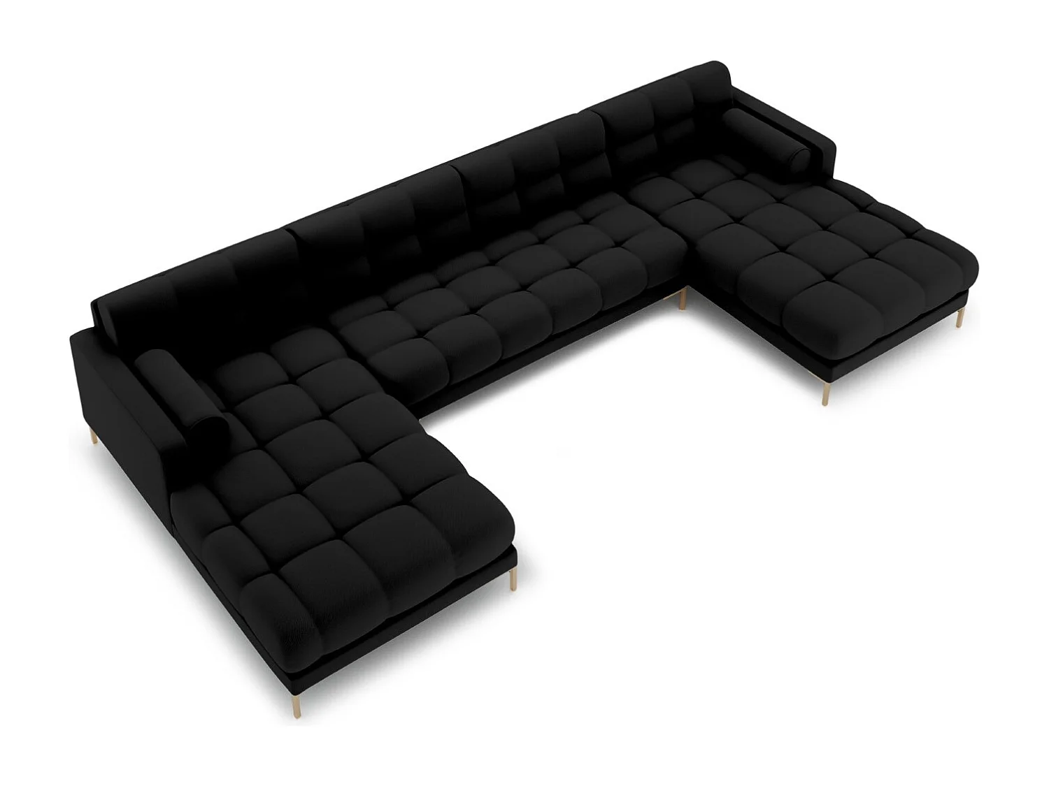Cosmopolitan Design - Sofa panoramiczna, "Bali" 7 miejsc tkanina strukturalna, czarny - 383x185x75cm 3744449 - obrazek 1
