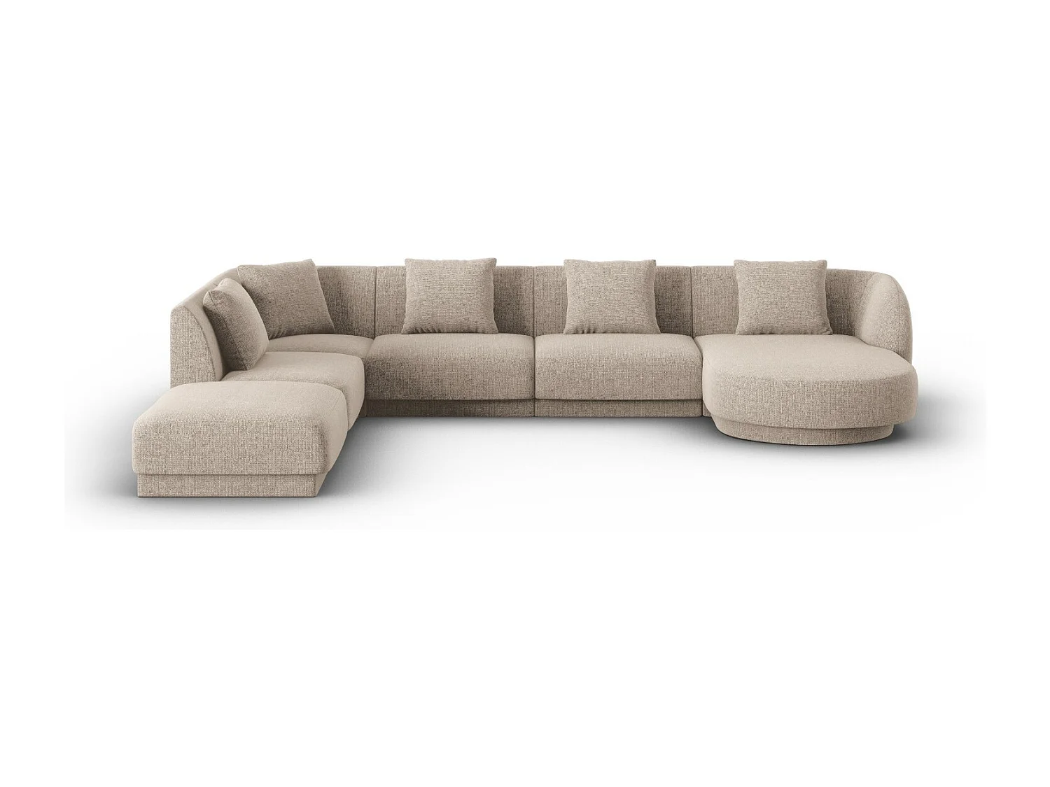 Cosmopolitan Design – Narożnik lewy panoramiczny, „Tulum” 6 miejsc szenil, beż – 330x255x70cm 3744459
