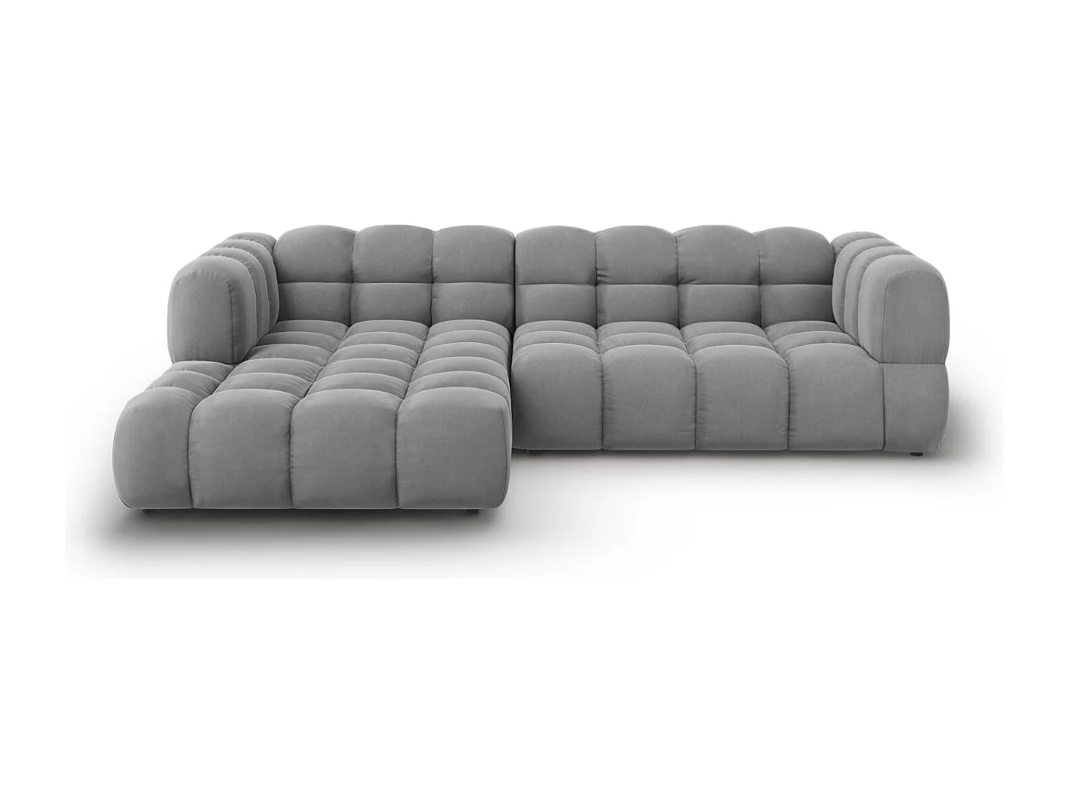 Cosmopolitan Design – Narożnik lewy panoramiczny, „Sky” 4 miejsca welur, szary jasny – 272x162x75cm 3744464