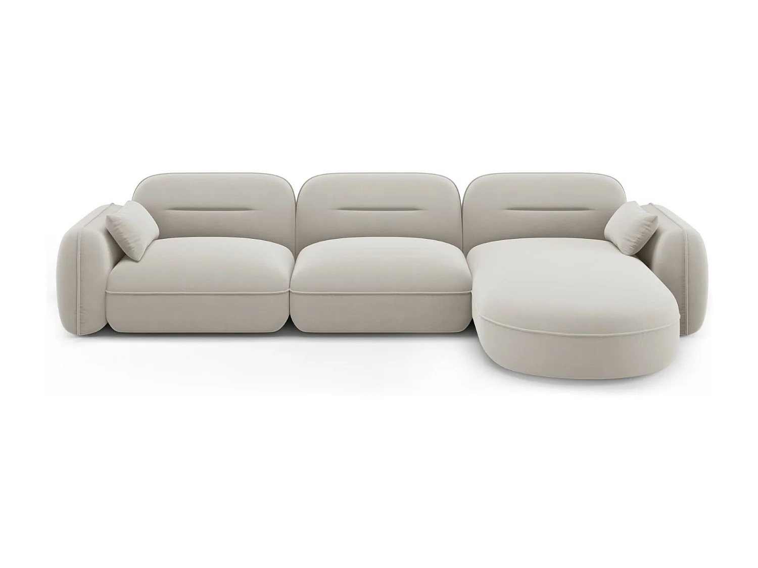 Cosmopolitan Design - Narożnik prawy panoramiczny, "Sydney" 4 miejsca welur, beż jasny - 320x165x70cm 3744468 - obrazek 1