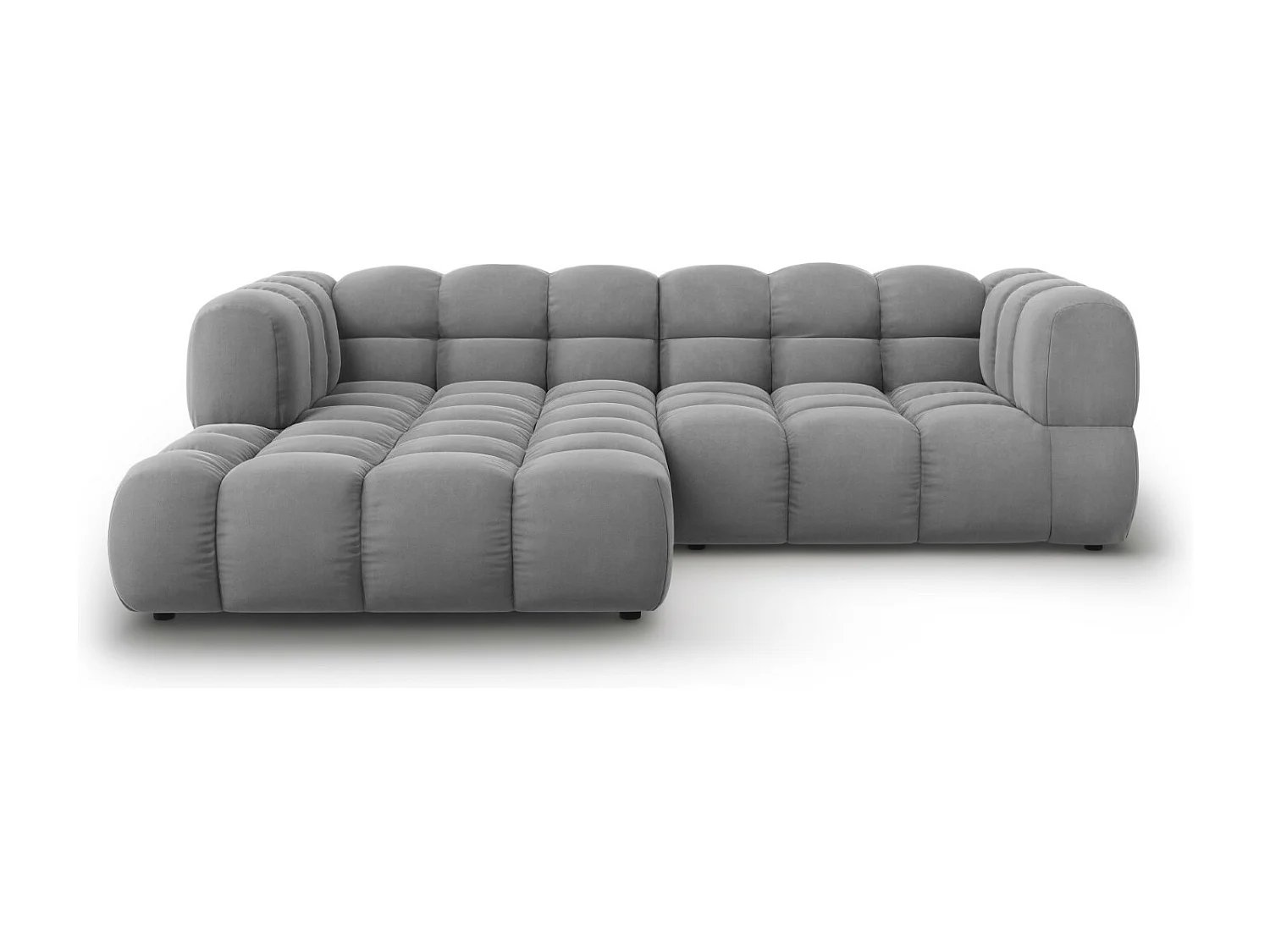 Cosmopolitan Design – Narożnik lewy panoramiczny, „Sky” 3 miejsca welur, szary jasny – 244x162x75cm 3744488