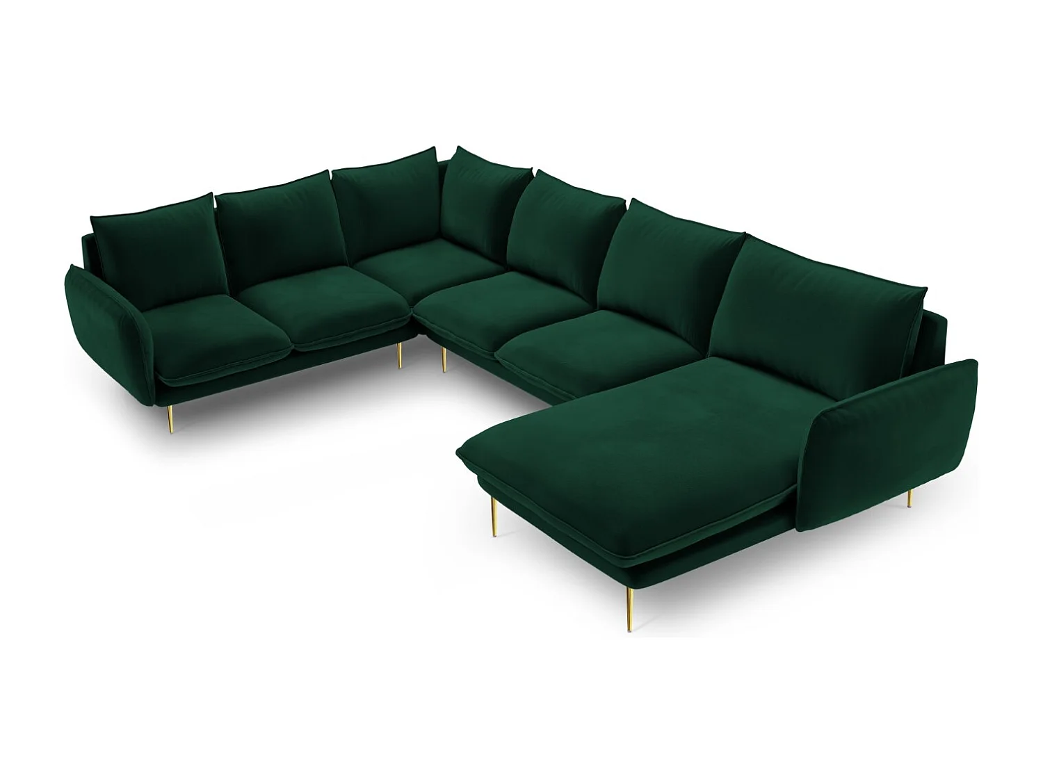 Cosmopolitan Design - Narożnik lewy panoramiczny, "Vienna" 7 miejsc welur, zielony butelkowy - 330x235x95cm 3744496 - obrazek 1