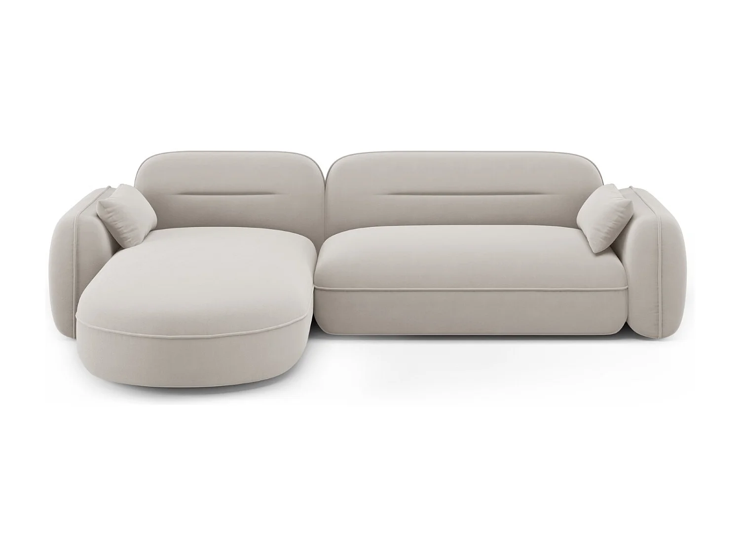 Cosmopolitan Design – Narożnik lewy panoramiczny, „Sydney” 4 miejsca welur, beż jasny – 275x165x70cm 3744543