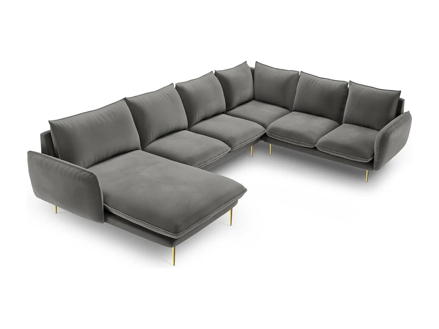 Cosmopolitan Design - Narożnik prawy panoramiczny, "Vienna" 7 miejsc welur, szary jasny - 330x235x95cm 3744565 - obrazek 1