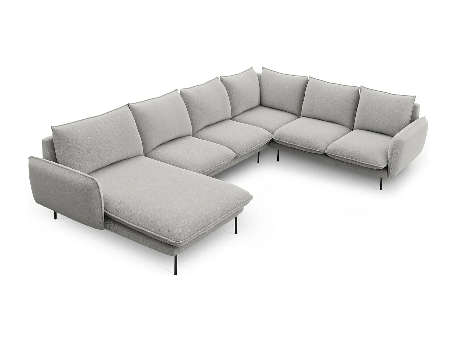 Cosmopolitan Design - Narożnik prawy panoramiczny, "Vienna" 7 miejsc tkanina strukturalna, szary jasny - 330x235x95cm 3744597 - obrazek 1