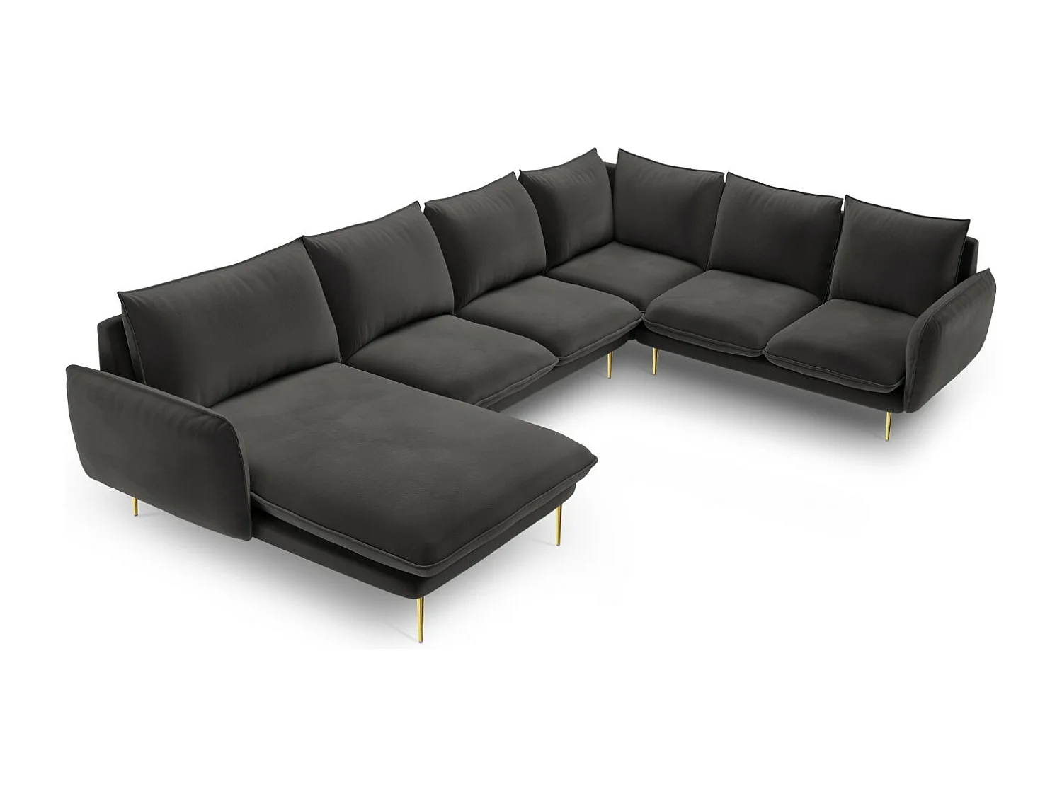 Cosmopolitan Design - Narożnik prawy panoramiczny, "Vienna" 7 miejsc welur, szary ciemny - 330x235x95cm 3744614 - obrazek 1