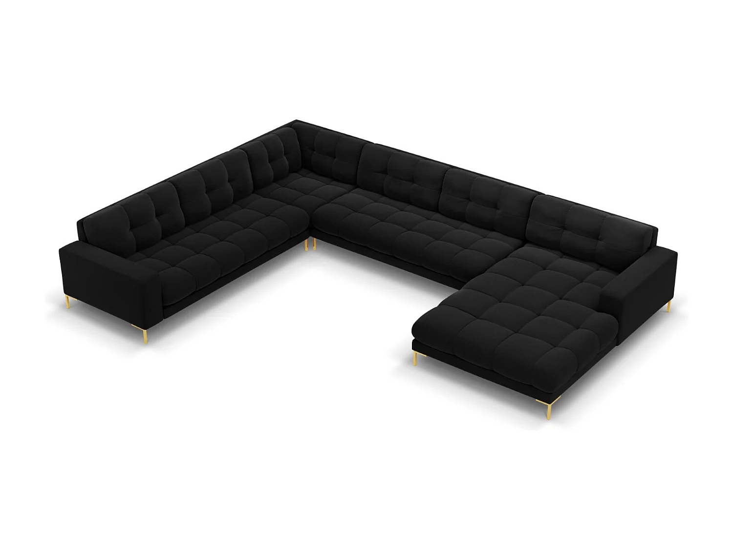 Cosmopolitan Design – Narożnik lewy panoramiczny, „Bali” 7 miejsc welur, czarny – 327x256x75cm 3744621