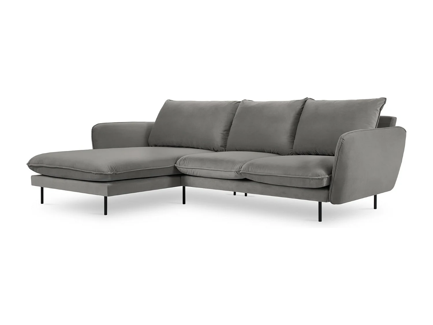 Cosmopolitan Design - Narożnik lewy, "Vienna" 5 miejsc welur, szary jasny - 255x170x95cm 3744625 - obrazek 1
