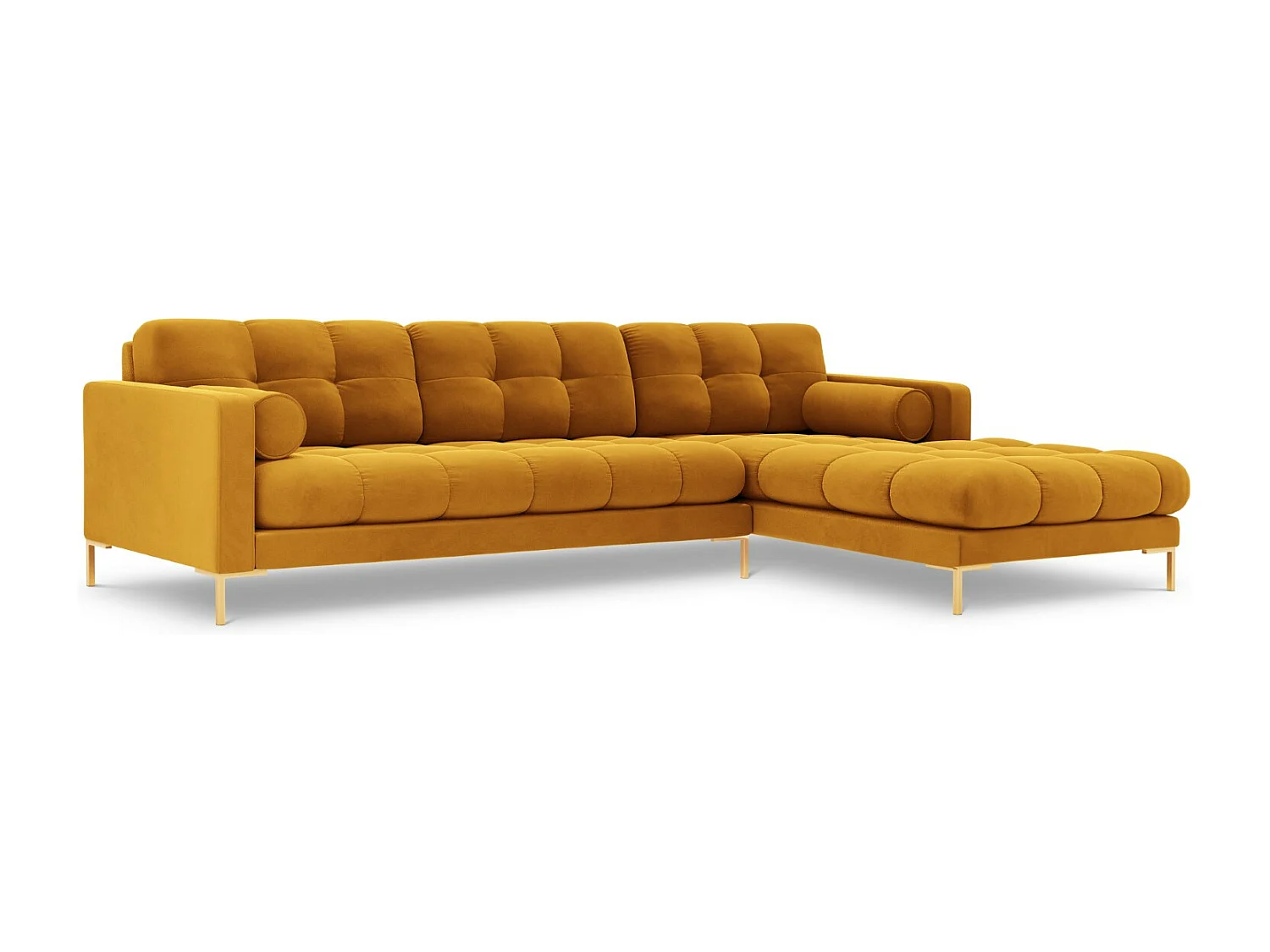 Cosmopolitan Design - Narożnik prawy, "Bali" 5 miejsc welur, żółty - 293x185x75cm 3744626 - obrazek 1