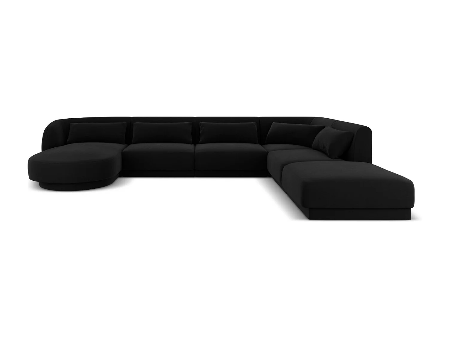 Cosmopolitan Design - Narożnik prawy panoramiczny, "Tulum" 6 miejsc welur, czarny - 330x255x70cm 3744647 - obrazek 1
