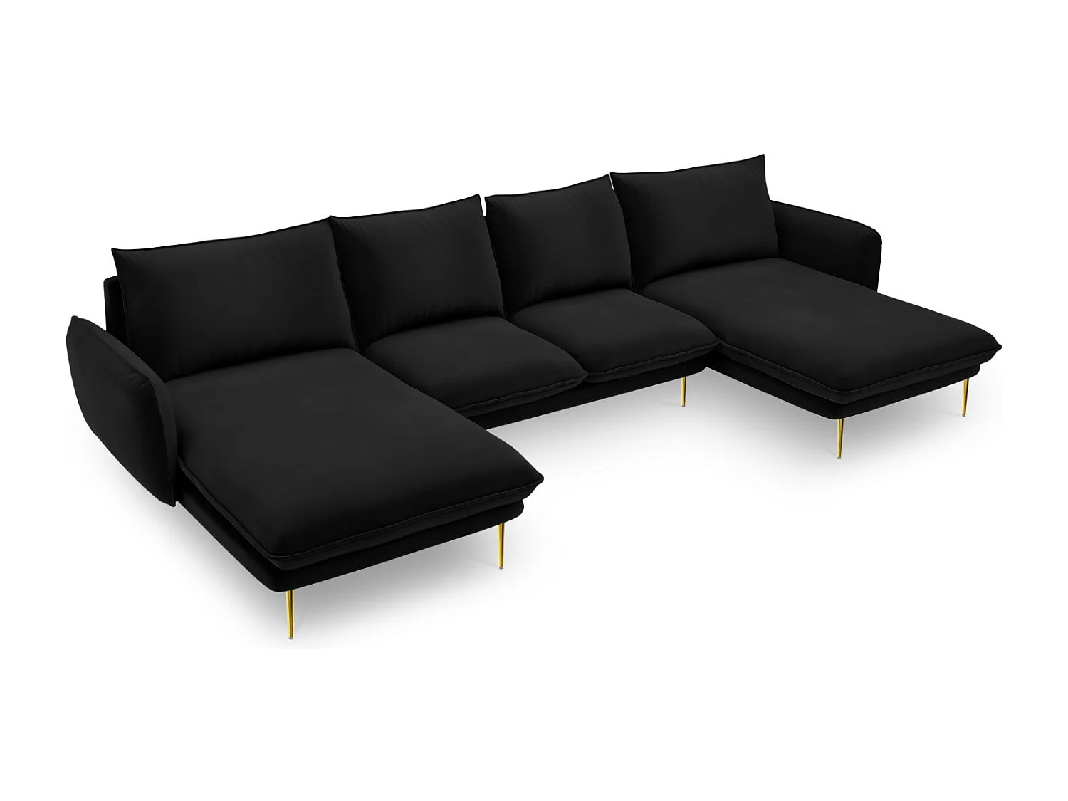 Cosmopolitan Design - Sofa panoramiczna, "Vienna" 6 miejsc welur, czarny - 350x170x95cm 3744645 - obrazek 1