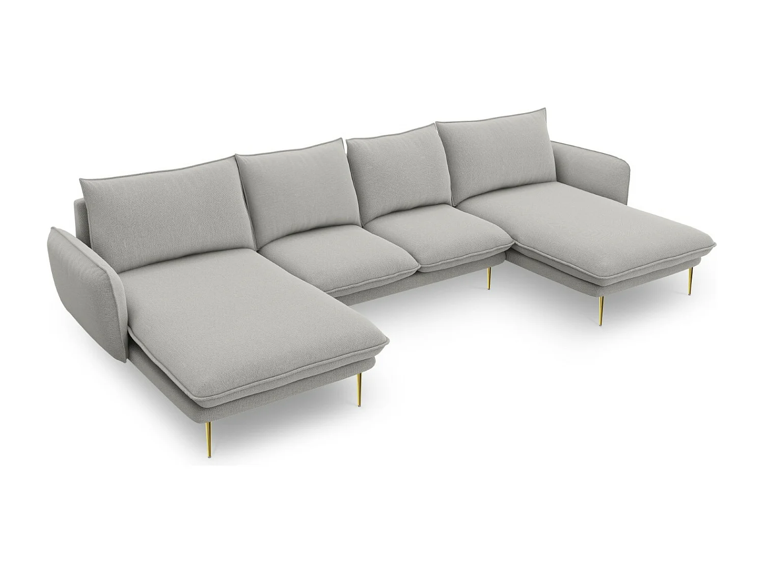 Cosmopolitan Design - Sofa panoramiczna, "Vienna" 6 miejsc tkanina strukturalna, szary jasny - 350x170x95cm 3744655 - obrazek 1