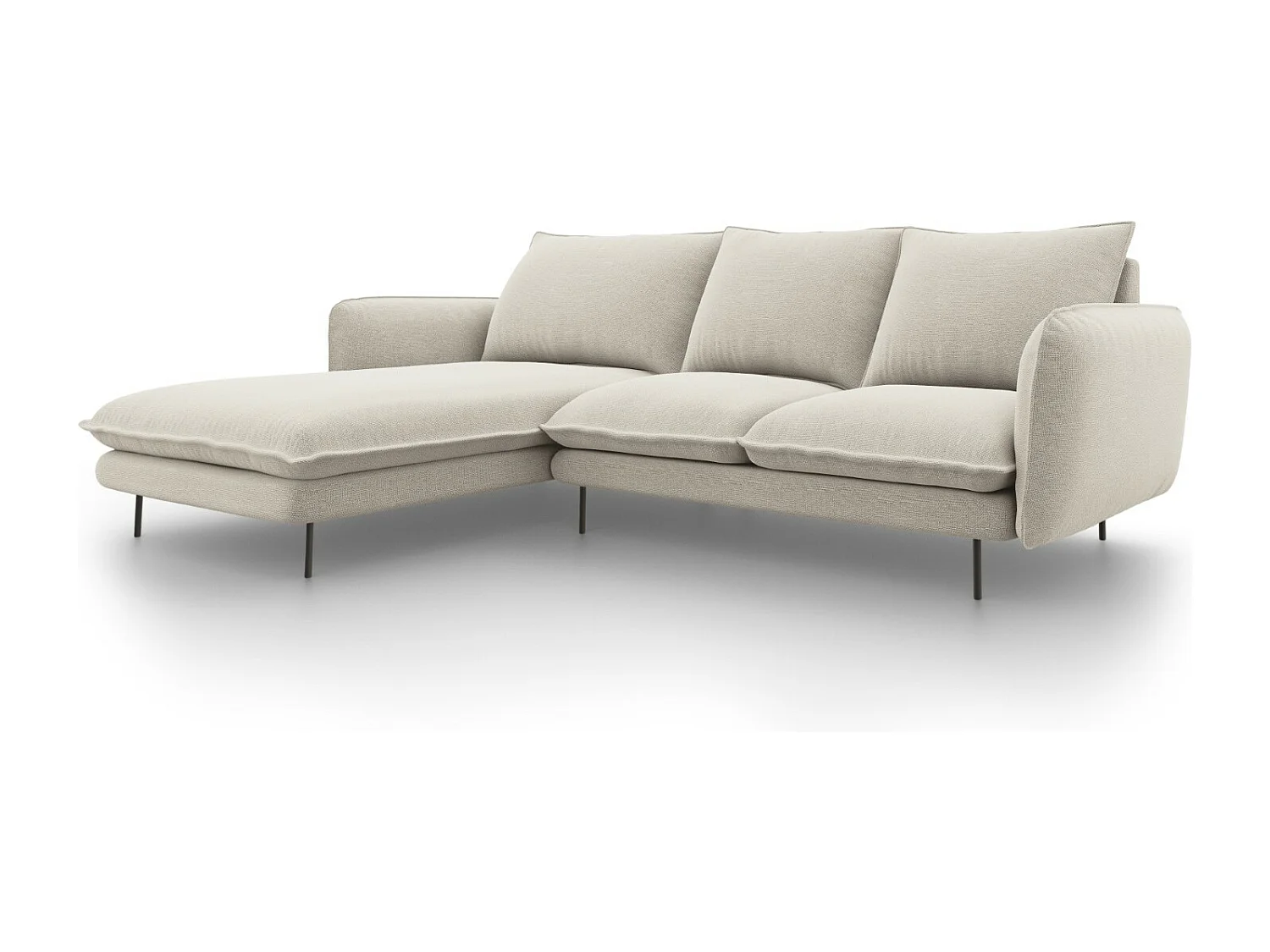 Cosmopolitan Design - Narożnik lewy, "Vienna" 5 miejsc tkanina strukturalna, beż jasny - 255x170x95cm 3744657 - obrazek 1