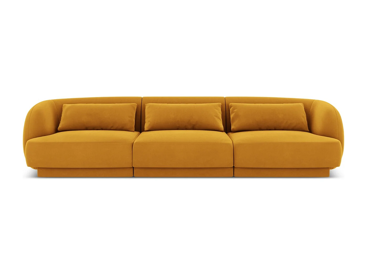 Cosmopolitan Design - Sofa, "Tulum" 3 miejsca welur, żółty - 255x90x70cm 3744673 - obrazek 1