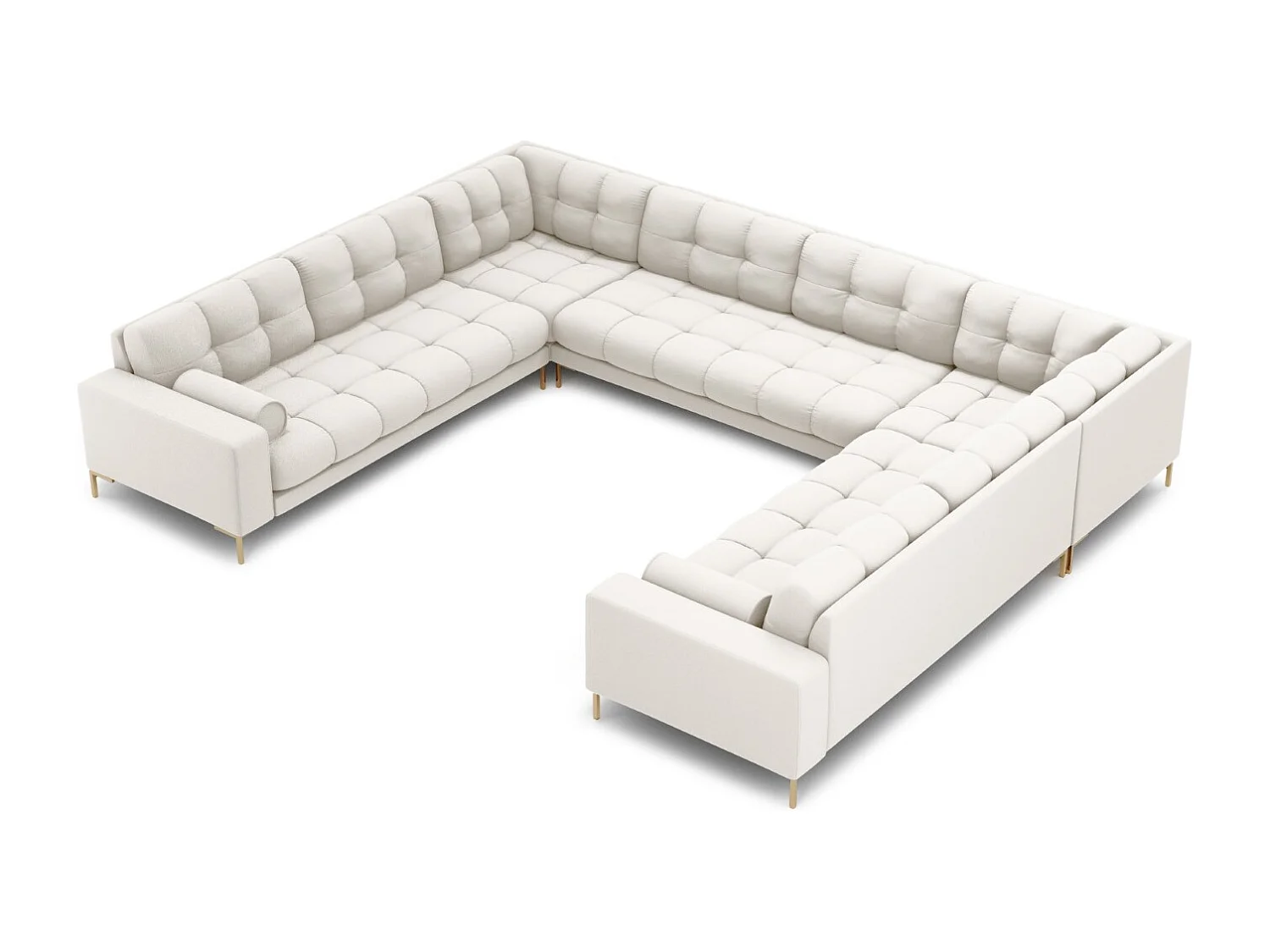 Cosmopolitan Design - Sofa panoramiczna, "Bali" 9 miejsc tkanina strukturalna, beż jasny - 327x256x75cm 3744685 - obrazek 1