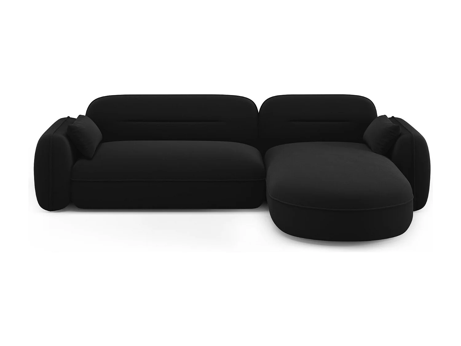 Cosmopolitan Design - Narożnik prawy panoramiczny, "Sydney" 4 miejsca welur, czarny - 275x165x70cm 3744684 - obrazek 1