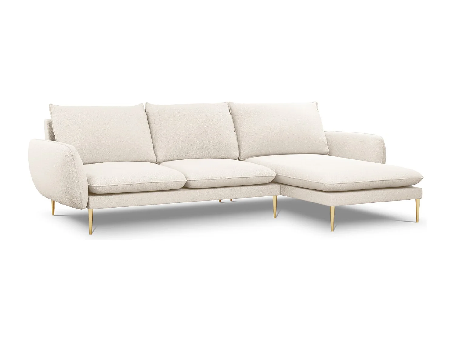 Cosmopolitan Design – Narożnik prawy, „Vienna” 5 miejsc boucle, beż – 255x170x95cm 3744682