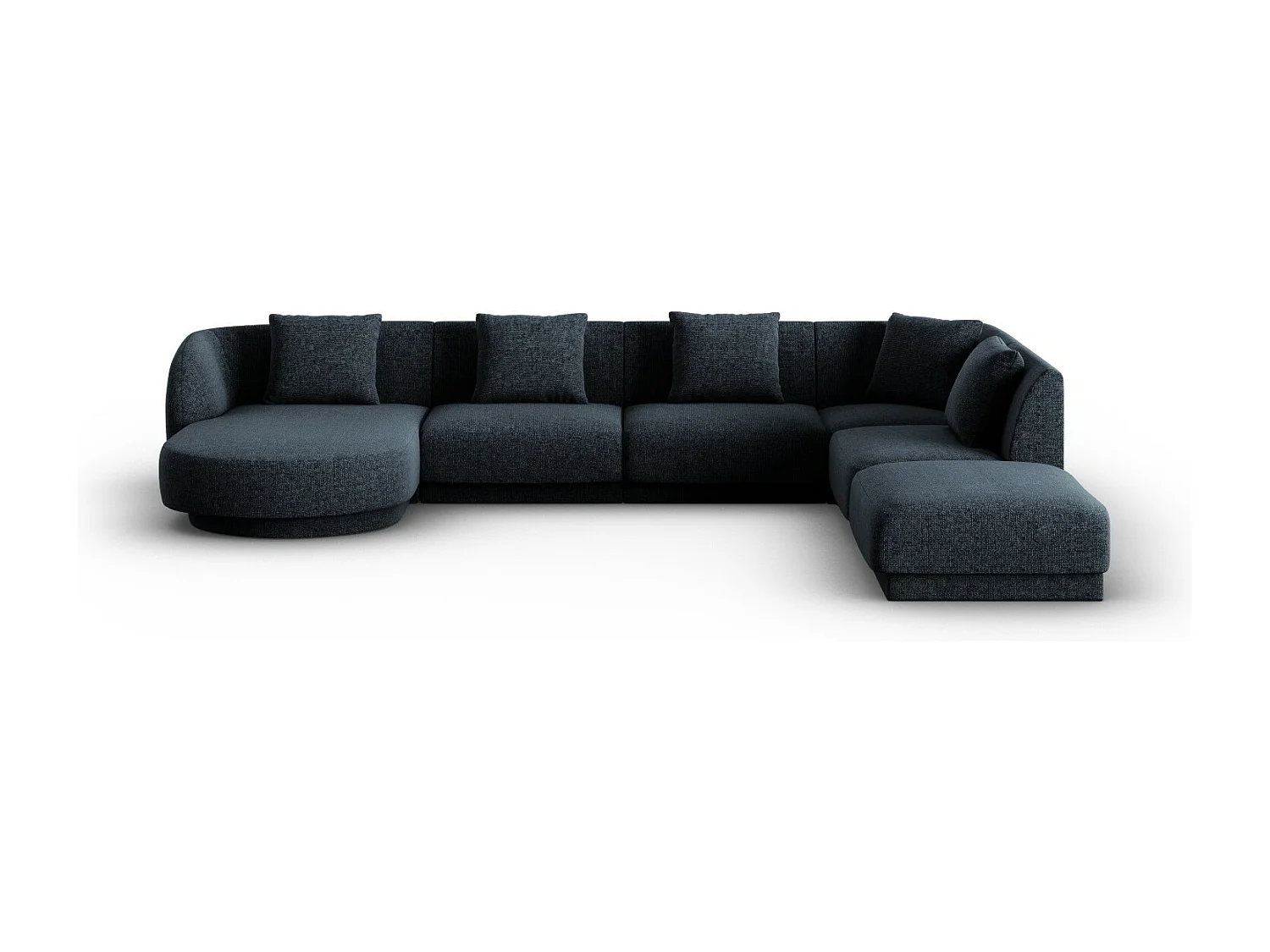 Cosmopolitan Design - Narożnik prawy panoramiczny, "Tulum" 6 miejsc szenil, błękit królewski - 330x255x70cm 3744707 - obrazek 1