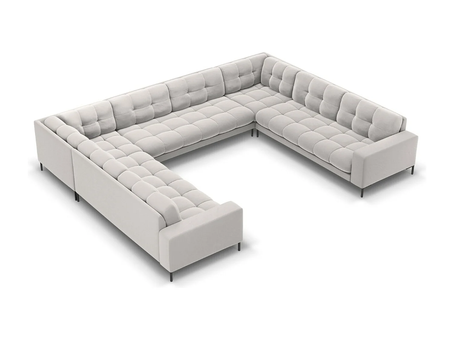 Cosmopolitan Design - Sofa panoramiczna, "Bali" 9 miejsc welur, srebrny - 327x256x75cm 3744723 - obrazek 1