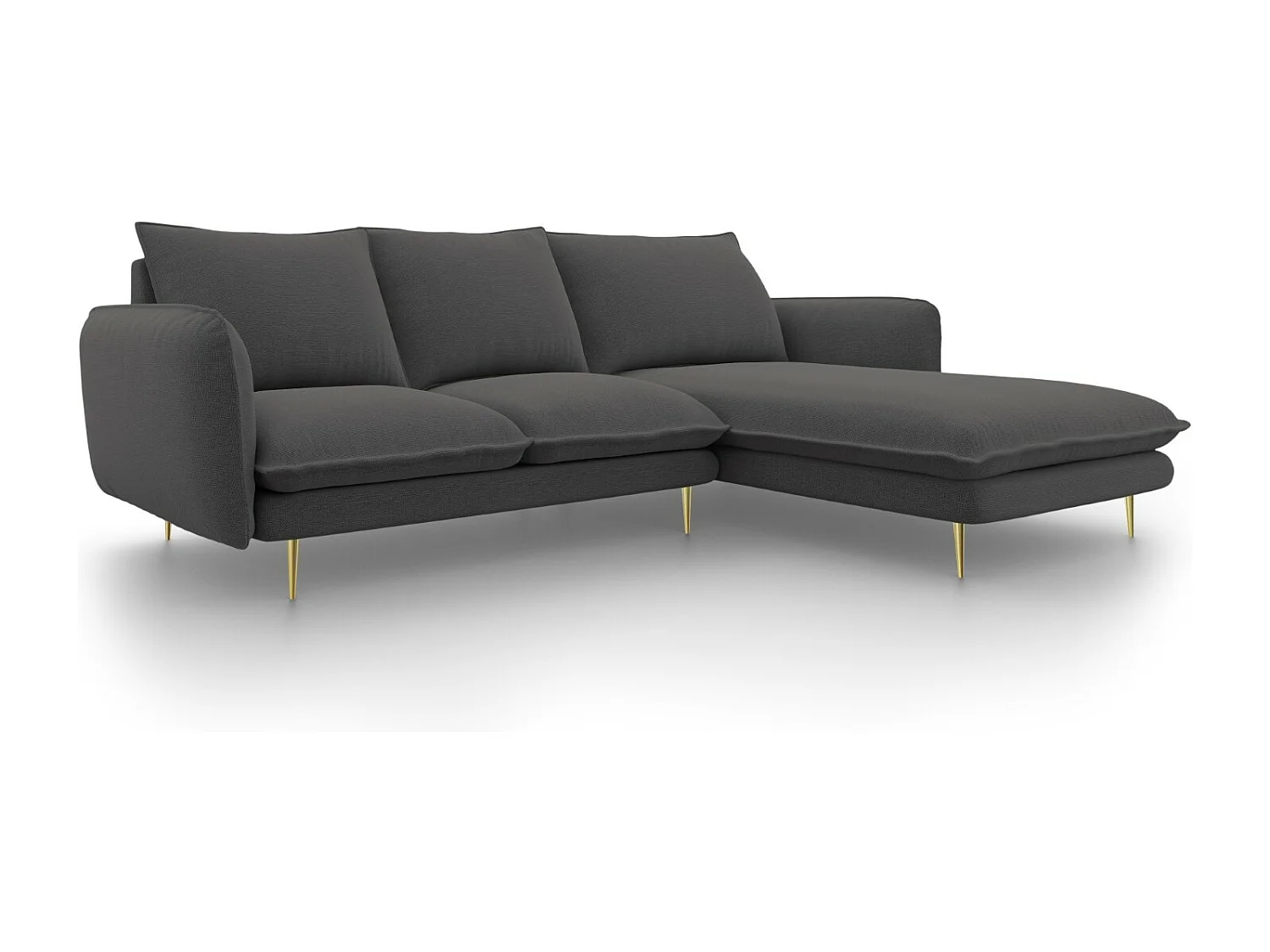 Cosmopolitan Design – Narożnik prawy, „Vienna” 5 miejsc tkanina strukturalna, szary ciemny – 255x170x95cm 3744736