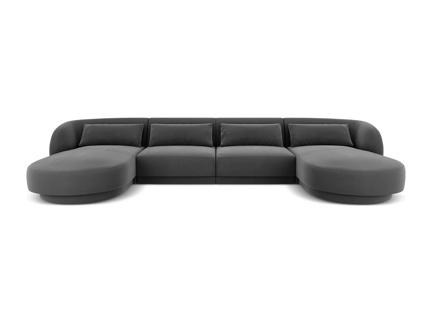 Cosmopolitan Design - Sofa panoramiczna, "Tulum" 5 miejsc welur, szary - 330x156x70cm 3744740 - obrazek 1